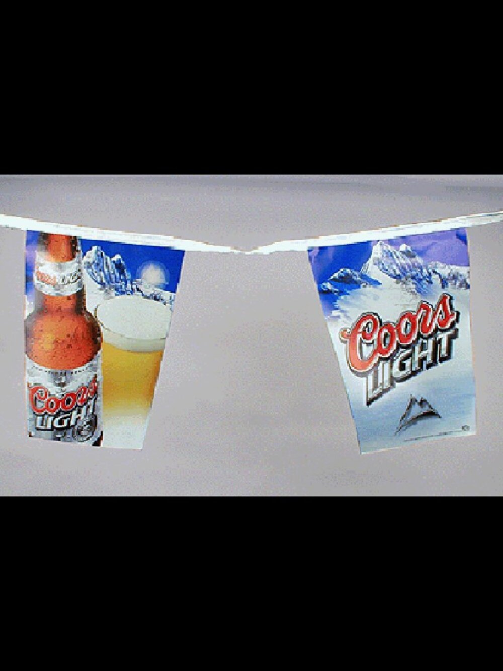 New COORS LIGHT string Flag Banner - Coors LOGO, bottle, mountains - 26.5 feet